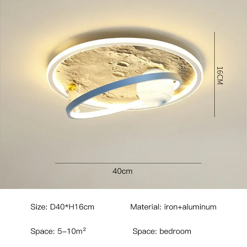 Children's room circular ceiling light moon astronaut light cartoon eye protection children's baby LED light room decoration