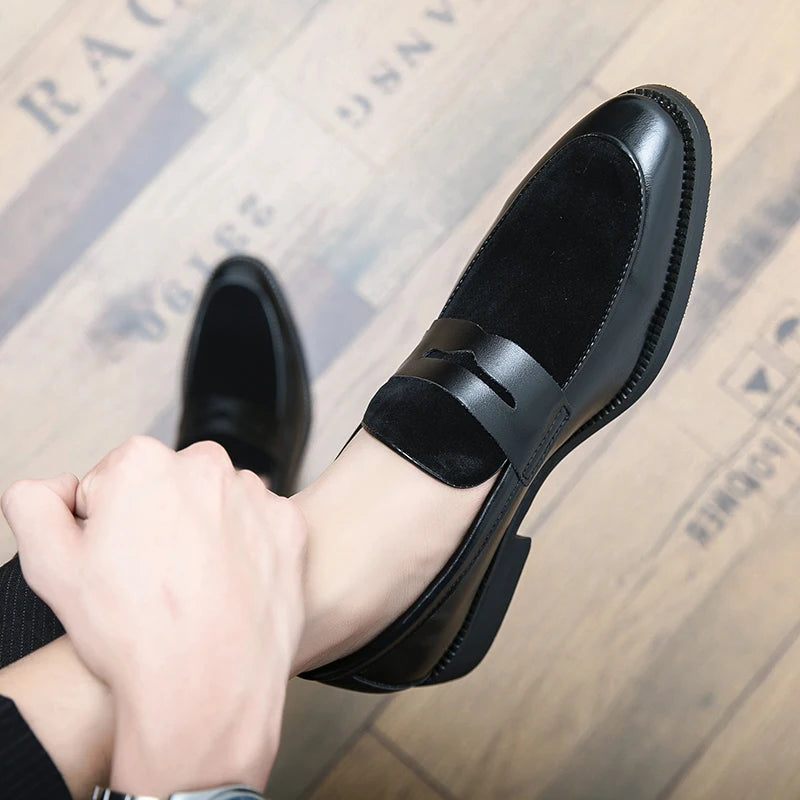 Summer Men Genuine Leather Casual Shoes Mens Wedding Black Dress Shoes Mens Banquet Loafers Blue Outdoor Walking Shoes Big Size