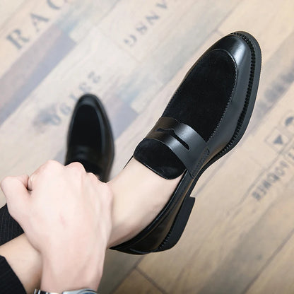 Summer Men Genuine Leather Casual Shoes Mens Wedding Black Dress Shoes Mens Banquet Loafers Blue Outdoor Walking Shoes Big Size