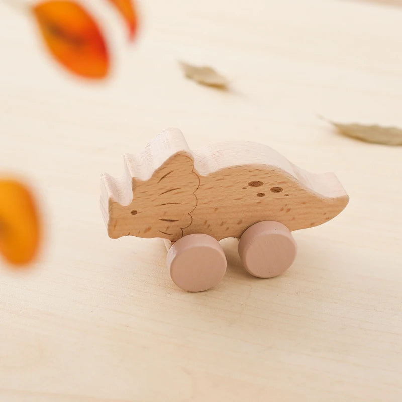 Montessori Wooden Toys Dinosaur Car Education Wooden Blocks Baby Toys From 3-5 Years Black Walnut Wooden Car Toys For Children