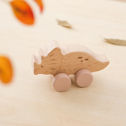 Montessori Wooden Toys Dinosaur Car Education Wooden Blocks Baby Toys From 3-5 Years Black Walnut Wooden Car Toys For Children