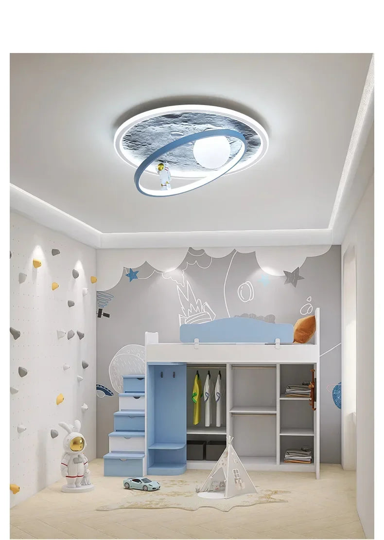 Children's room circular ceiling light moon astronaut light cartoon eye protection children's baby LED light room decoration