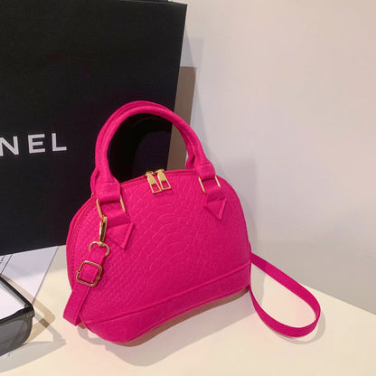 Women's Large Crossbody  Retro Felt Handbag with Makeup Organizer Solid-Color Casual Purse for Everyday Use Travel Shoulder Bag