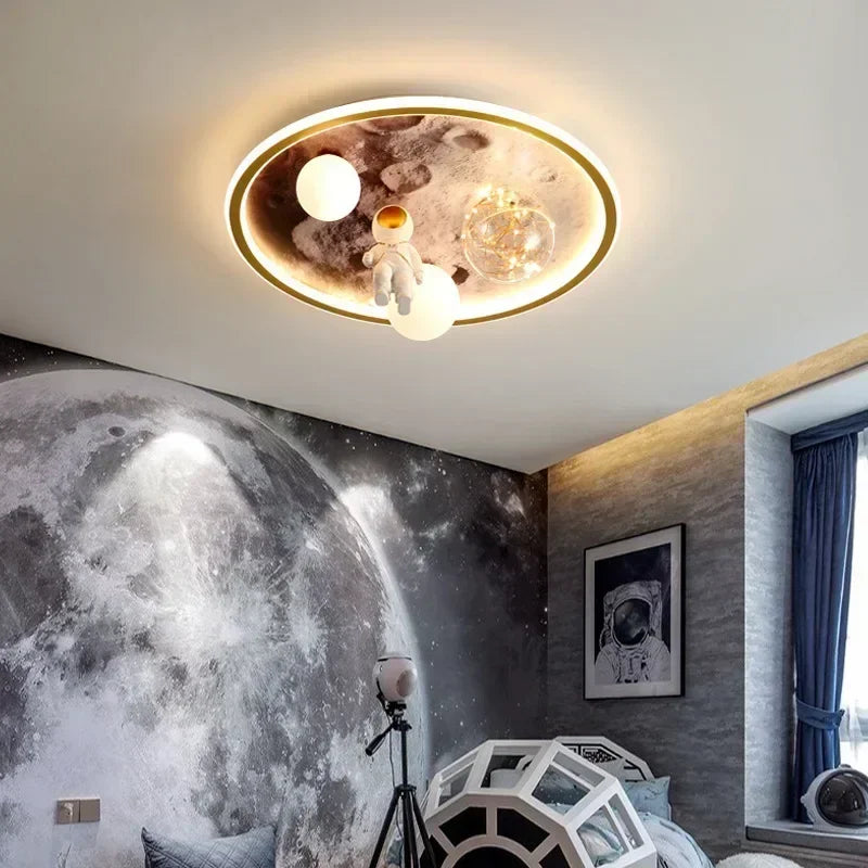 Modern European Modern Children's Moon Lustre Led Lights Astronaut Bedroom Chandeliers Decoration Ceiling Lamps For Room Home-ap