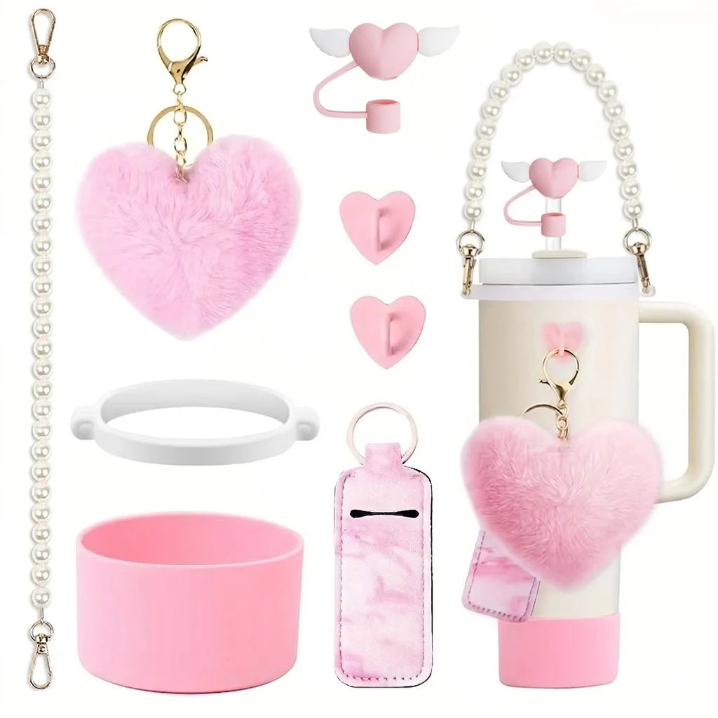 8pcs Tumbler Accessories Set for Stanley 40oz 30oz Cup with Handle, Straw Cover,Silicone Boot for Water Bottle Decor for Gift