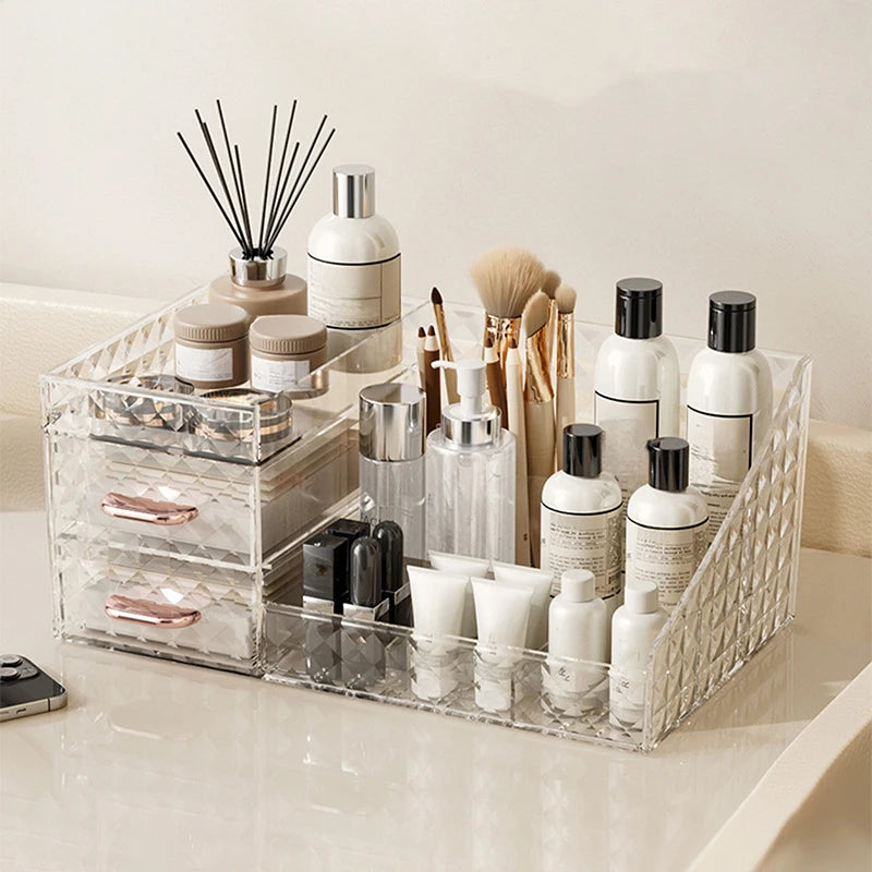 Makeup Organizer Cosmetic Organizer with Transparent Drawer - Multi-functional Lipstick & Cosmetic Organizer