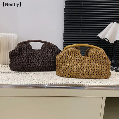 Elegant Woven Handbag Female Beach Straw Underarm Bag Versatile Exquisite Shoulder Bags Evening Bags For Women Gifts