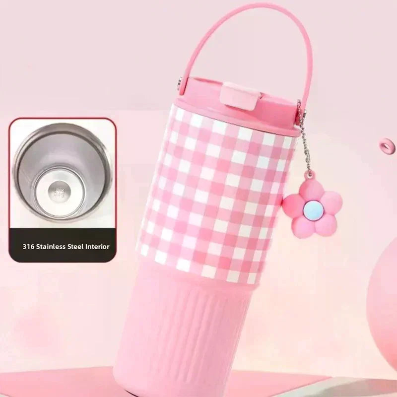 Cute Tumbler 750ML Water Bottle 316 Stainless Steel Vacuum Thermos Bottle Insulated Portable Thermos Cup Gift For Woman Girl