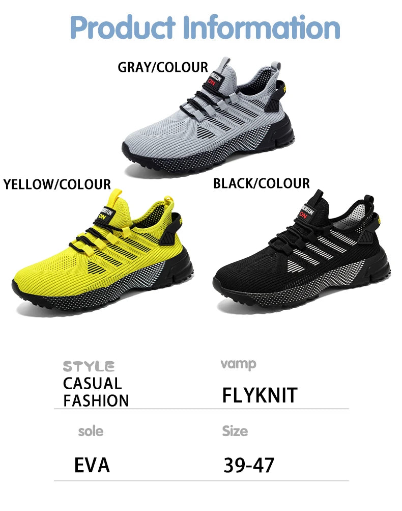 Men's Sneakers Running Shoes for Men Lightweight High Quality Mens Shoes Casual Sneaker Lace-Up Summer Sports Tennis Shoe