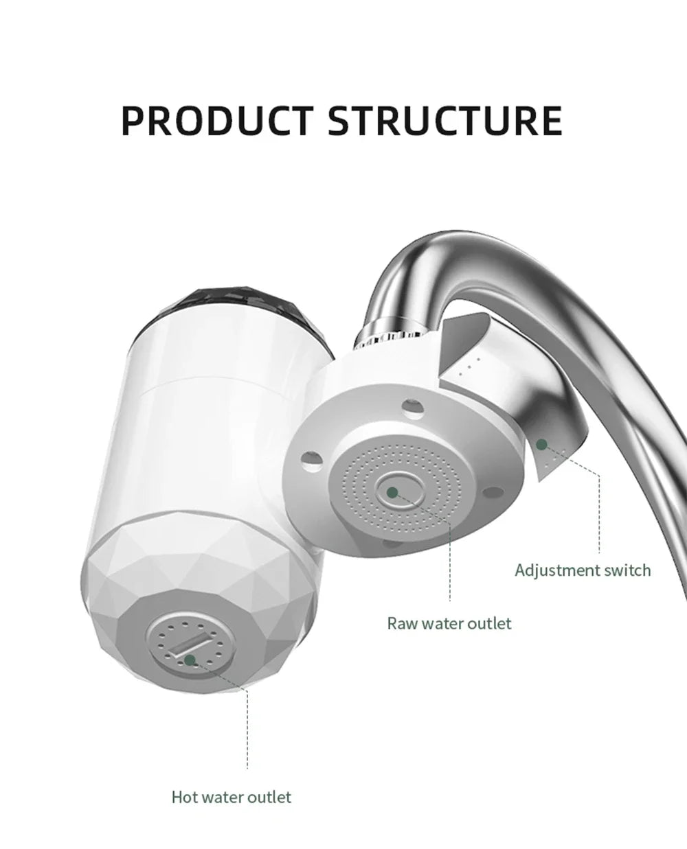 Electric Kitchen Water Heater Tap Instant Hot Water Faucet Heater Cold Heating Faucet Tankless Instantaneous Water Heater Home