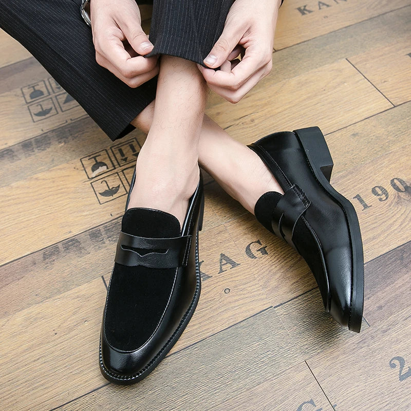 Summer Men Genuine Leather Casual Shoes Mens Wedding Black Dress Shoes Mens Banquet Loafers Blue Outdoor Walking Shoes Big Size