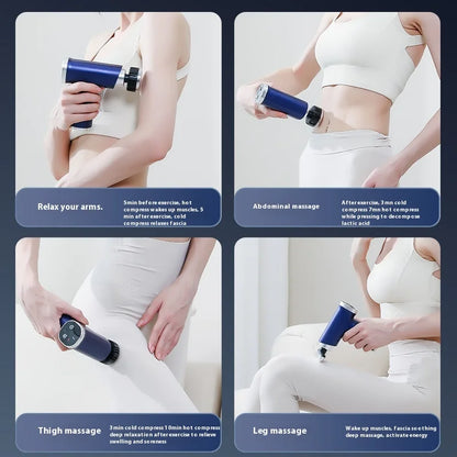 New Electric Massage Gun With Heat Cold 9 Gears Multifunctional Fascia Gun Home Portable Gym Use Small Quiet Handheld Massager