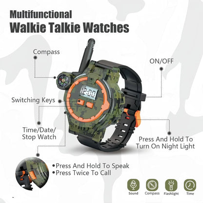 2PCS Rechargeable Walkie Talkies for Kids,Two-Way Radio Walky Talky with Flashlight and Compass,200 Meter Transmission Range,Out