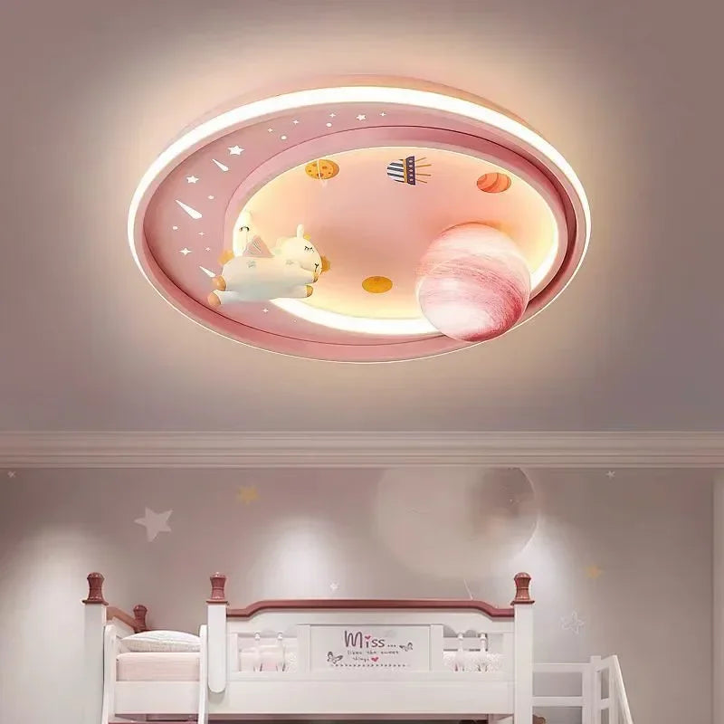 Children's room circular ceiling light moon astronaut light cartoon eye protection children's baby LED light room decoration