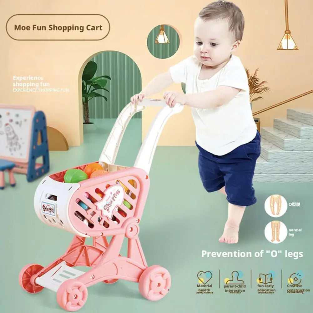 Shopping Cart Toy Baby Small Trolley Children Play House Fruit Cut Music Kitchen Supermarket Men And Girls Early Education Toys