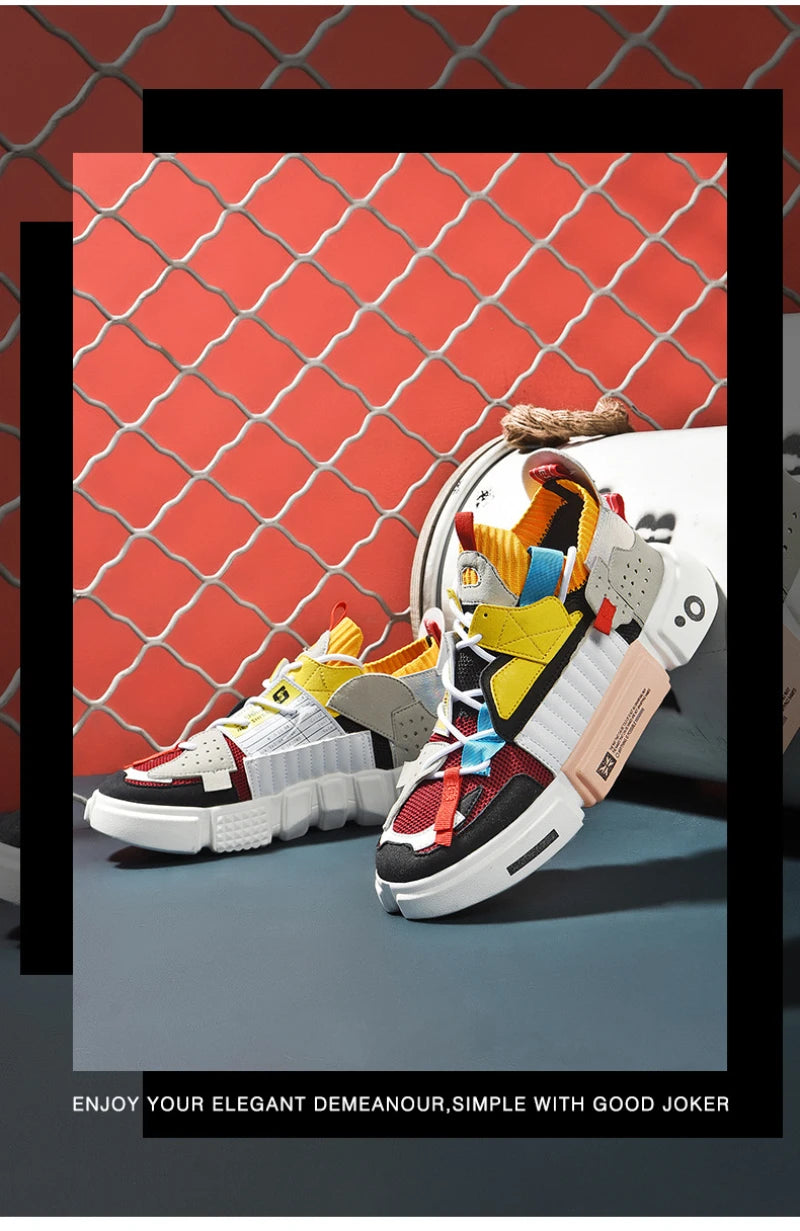 Men's Shoes For Enlightenment In Autumn New Breathable Super Hot Couple Shoes For Men's Korean Style Color-Blocking Personality