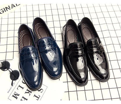 Summer Men Genuine Leather Casual Shoes Mens Wedding Black Dress Shoes Mens Banquet Loafers Blue Outdoor Walking Shoes Big Size