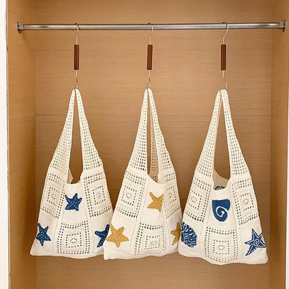Designer Knitted High-capacity Tote Bags Women's Summer Beach Bag Casual Hollow Woven Underarm Shoulder Bag