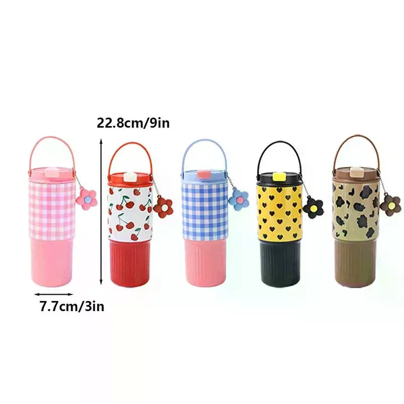 Cute Tumbler 750ML Water Bottle 316 Stainless Steel Vacuum Thermos Bottle Insulated Portable Thermos Cup Gift For Woman Girl