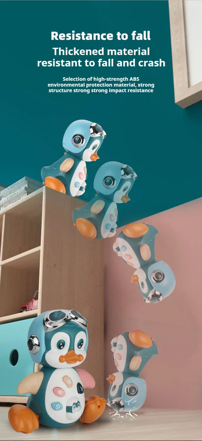 Interactive Walking Penguin Toy, Dancing Musical Baby Toy with LED Lights, Encourages Crawling Learning for Toddlers Infant Kids