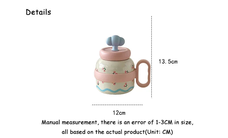 Large Capacity Insulated Cup Exquisite Printing Contrasting Straw Mugs Office Stainless Steel Portable Drinking Cups With Handle