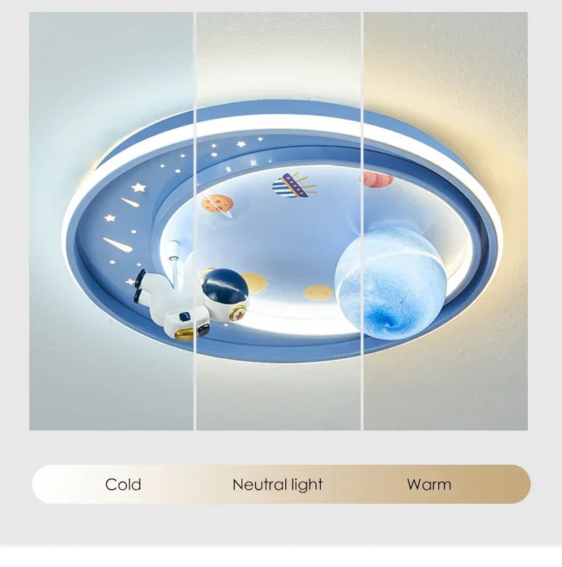 Children's room circular ceiling light moon astronaut light cartoon eye protection children's baby LED light room decoration