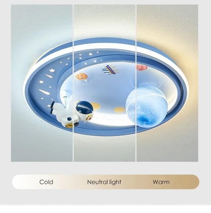Children's room circular ceiling light moon astronaut light cartoon eye protection for children & baby LED light room decoration