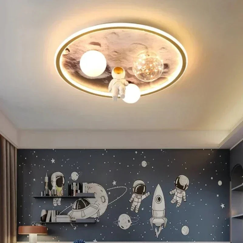 Modern European Modern Children's Moon Lustre Led Lights Astronaut Bedroom Chandeliers Decoration Ceiling Lamps For Room Home-ap