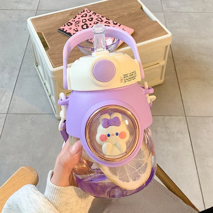 Kids Water Bottles with Straw for Girls 820ml Large Capacity Cute Children's Kawaii Cartoon Bottle for Student School Travel