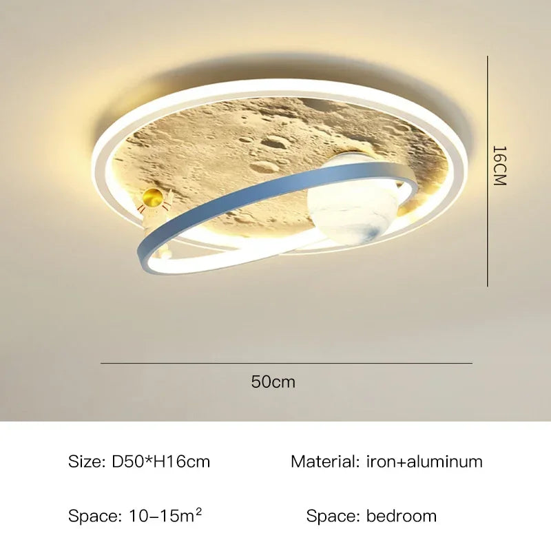 Children's room circular ceiling light moon astronaut light cartoon eye protection children's baby LED light room decoration