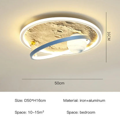 Children's room circular ceiling light moon astronaut light cartoon eye protection for children & baby LED light room decoration