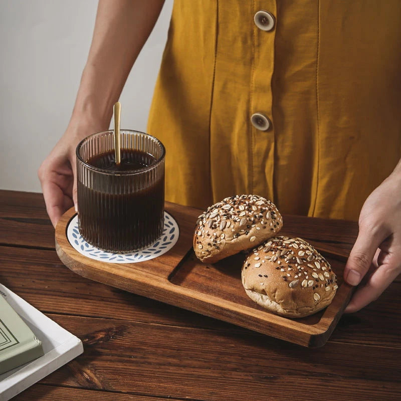 Wooden Coffee Tray Breakfast Serving Plate Hospitable Coffeeware Teaware Decoration Table Accessory for Home