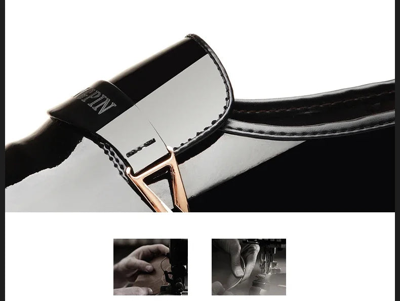 2026 Leather Shoes for Men Patent Leather Mens Casual Oxford Shoes Moccasin Glitter Male Footwear Designer Business Casual Shoes
