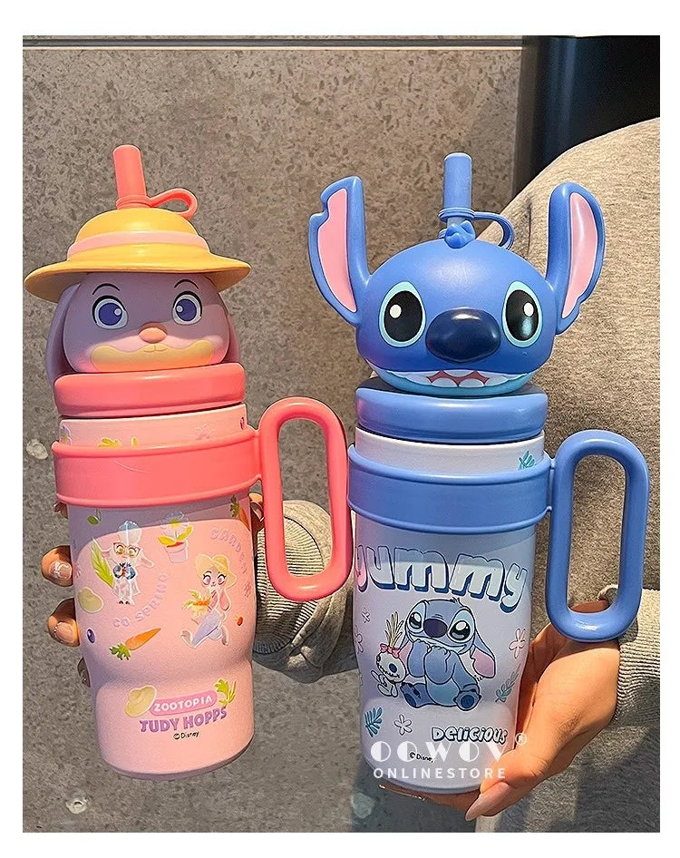 Adorable Animal Design Straw Tumbler, Leakproof Insulated Cup Student Gift