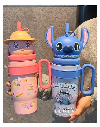 Adorable Animal Design Straw Tumbler, Leakproof Insulated Cup Student Gift