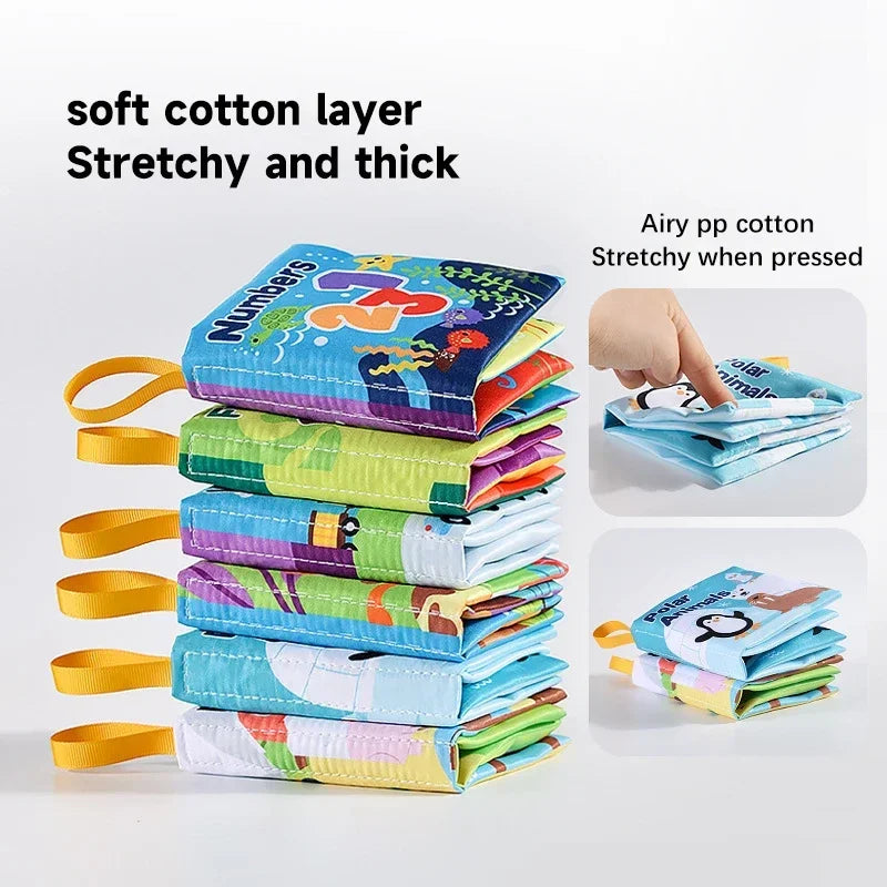 Children Early Educational Toys Rustle Sound Soft Cloth Book Fruits Animal Numbers Food Means of Transportation Cognition Toys