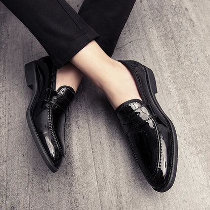 Summer Men Genuine Leather Casual Shoes Mens Wedding Black Dress Shoes Mens Banquet Loafers Blue Outdoor Walking Shoes Big Size