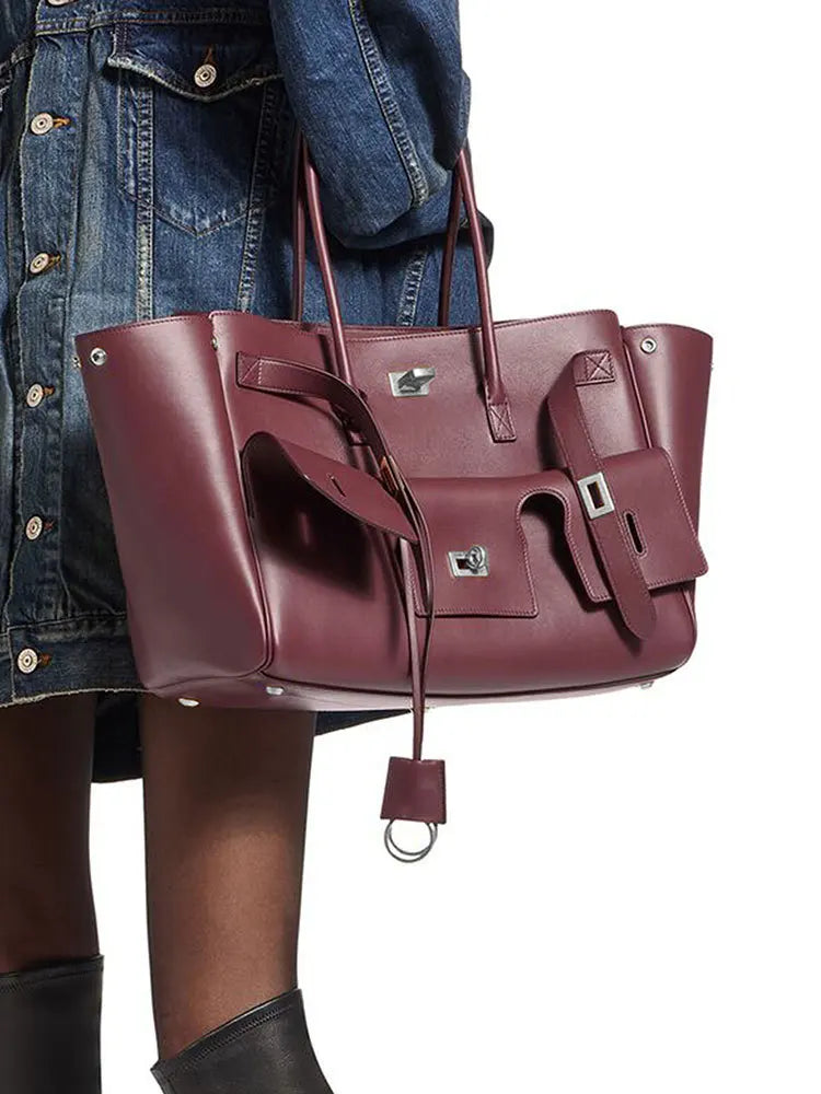 New Women's Tote Bag, Fashionable and Simple Casual Bag, High-End Shoulder Bag, Large-Capacity Commuter Bag, Trendy Handbag, Water-Repellent Shopping Bag