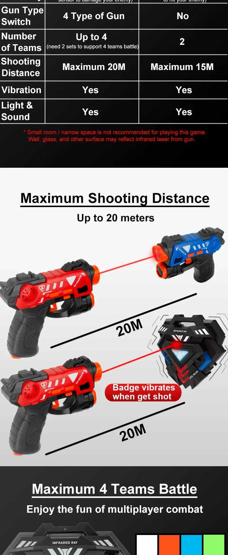 Children Infrared Battle Game Set Electric Toy Guns Laser Tag Gun Weapon with Target Kids Laser Strike Pistol for Boys Outdoor