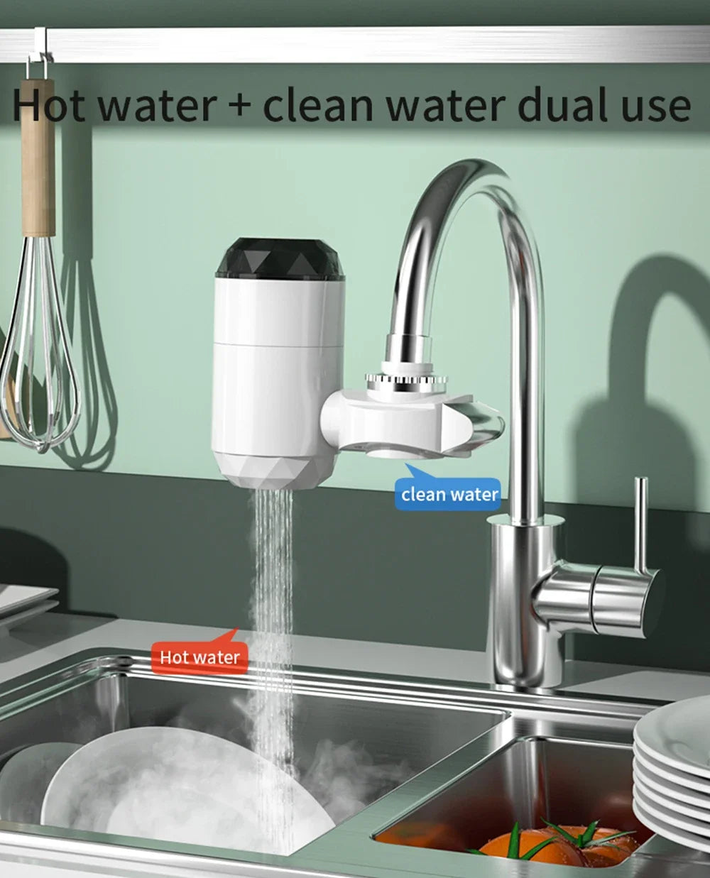 Electric Kitchen Water Heater Tap Instant Hot Water Faucet Heater Cold Heating Faucet Tankless Instantaneous Water Heater Home