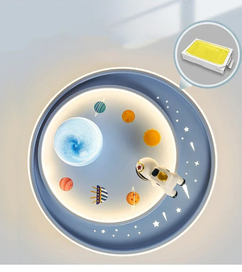 Children's room circular ceiling light moon astronaut light cartoon eye protection children's baby LED light room decoration
