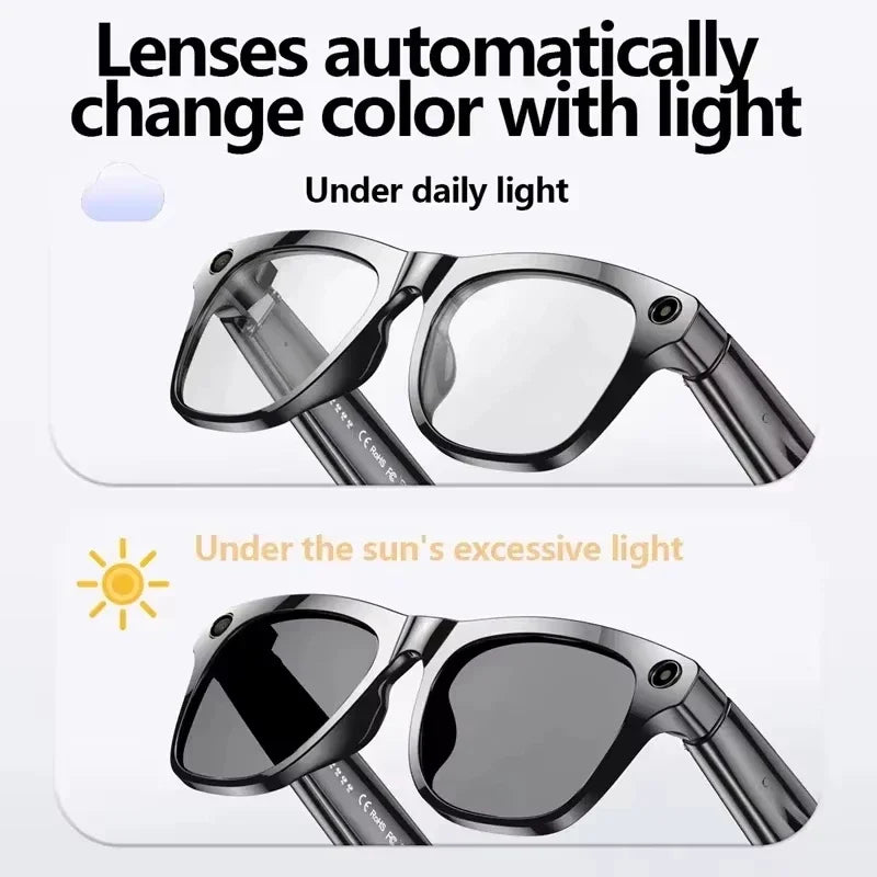 Lenovo 2026 New 8K Bluetooth AI Glasses 1200MP HD Camera Chat GPT Voice Assistant Music Player Translate Call Smart Sunglasses