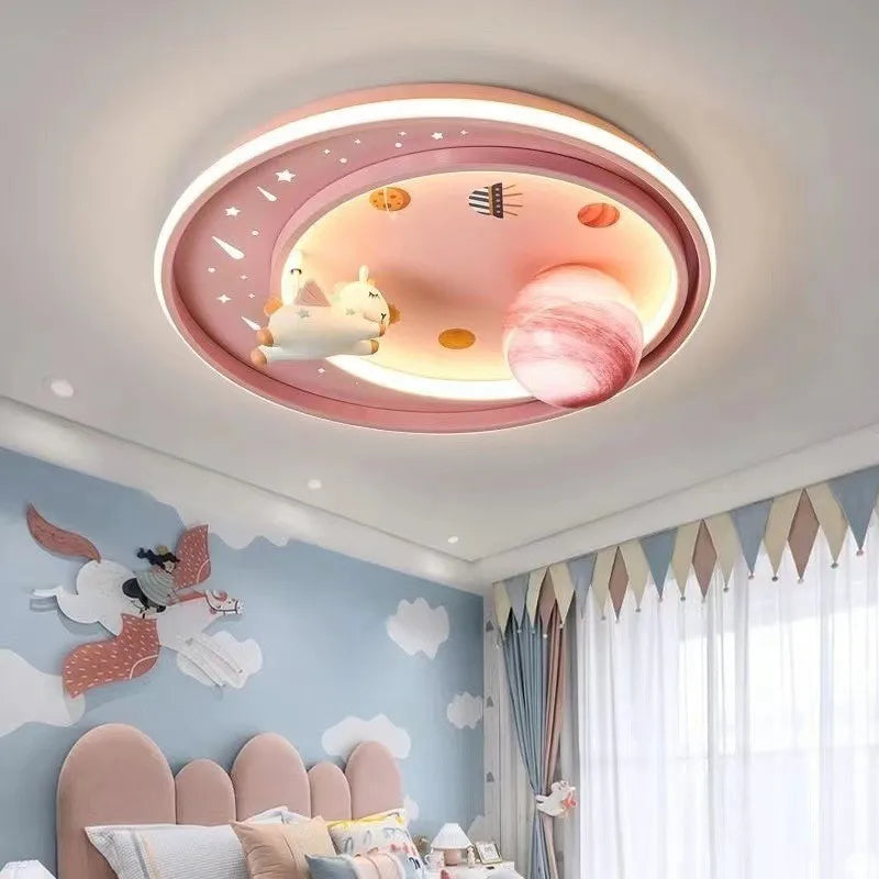 Children's Room Bedroom Ceiling Lights LED Moon Astronaut Unicorn Light Warm Romantic Baby Room Boy Girl Bedroom Ceiling Lamps