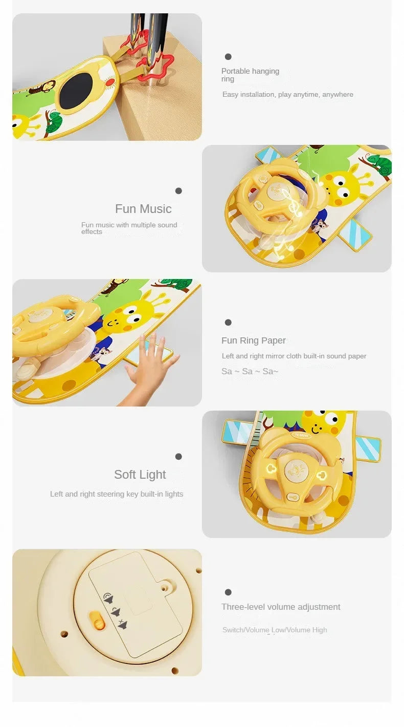 Baby Car Seat Toys Baby Toy Electric Simulate Driving Car Copilot Steering Wheel Seat Toy Hanging Toys for Baby 0 12M