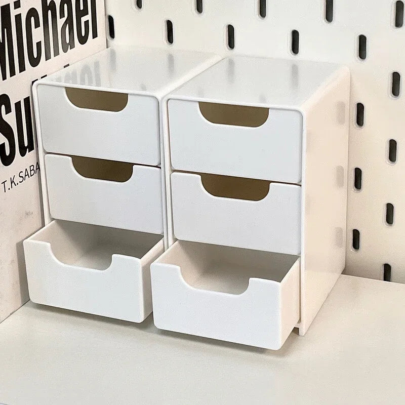 3-Tier Desk Organizer with Drawers - Ideal for Office Supplies, Jewelry & Cosmetics Storage - Portable Divider Box