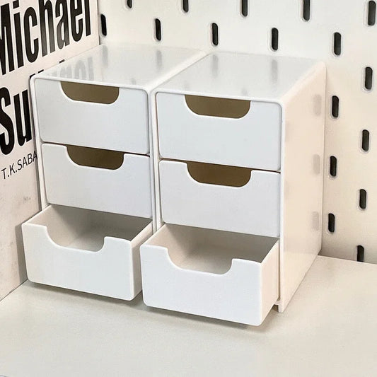 3-Tier Desk Organizer with Drawers - Ideal for Office Supplies, Jewelry & Cosmetics Storage - Portable Divider Box