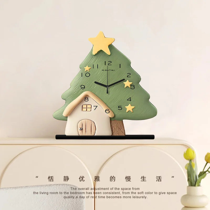 Christmas Decoration Desktop Clock Desktop Clock Creative Desk Clock High-end Living Room Clock Small Ornament