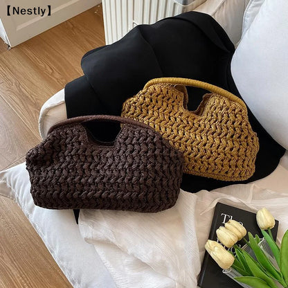 Elegant Woven Handbag Female Beach Straw Underarm Bag Versatile Exquisite Shoulder Bags Evening Bags For Women Gifts