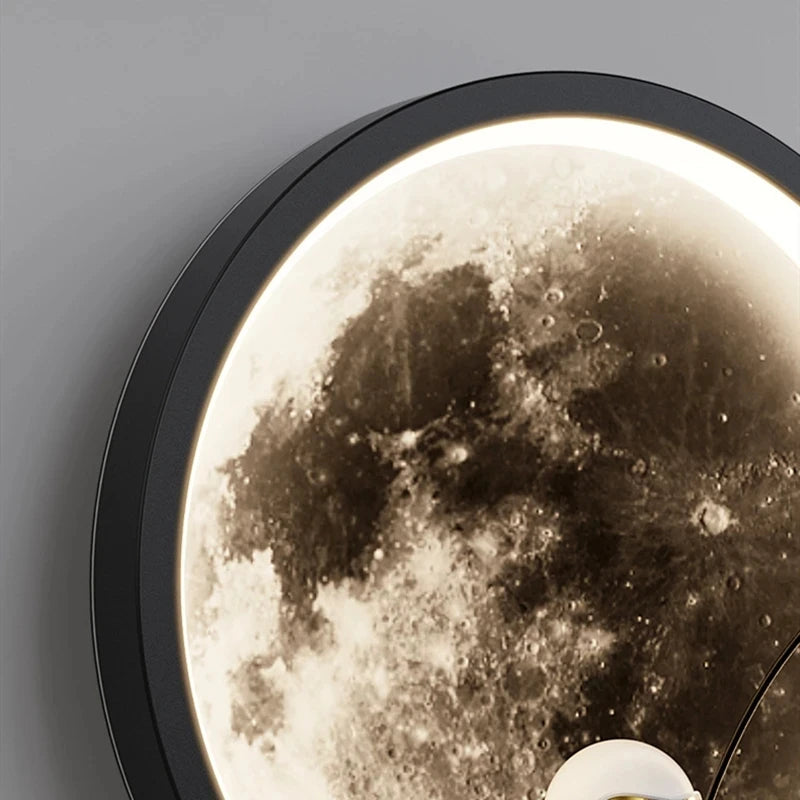 Spaceman Astronaut Moon Round Led Wall Lamp  Kids Bedroom Sleeping Night Lights Boys And Girls Warm Background Sconces