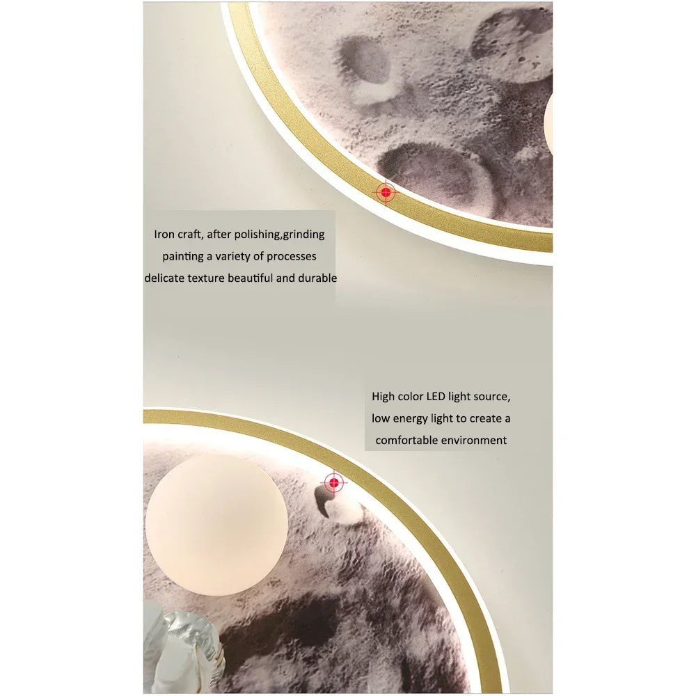 Modern European Modern Children's Moon Lustre Led Lights Astronaut Bedroom Chandeliers Decoration Ceiling Lamps For Room Home-ap